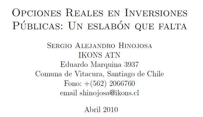Opciones Reales en Inversiones Públicas: Un Eslabón que Falta